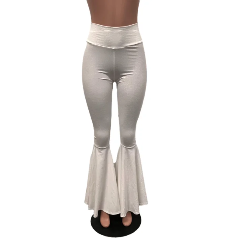 White Embossed Bell Bottoms -  Flare Pants - Choose your Rise