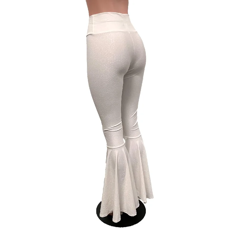 White Embossed Bell Bottoms -  Flare Pants - Choose your Rise