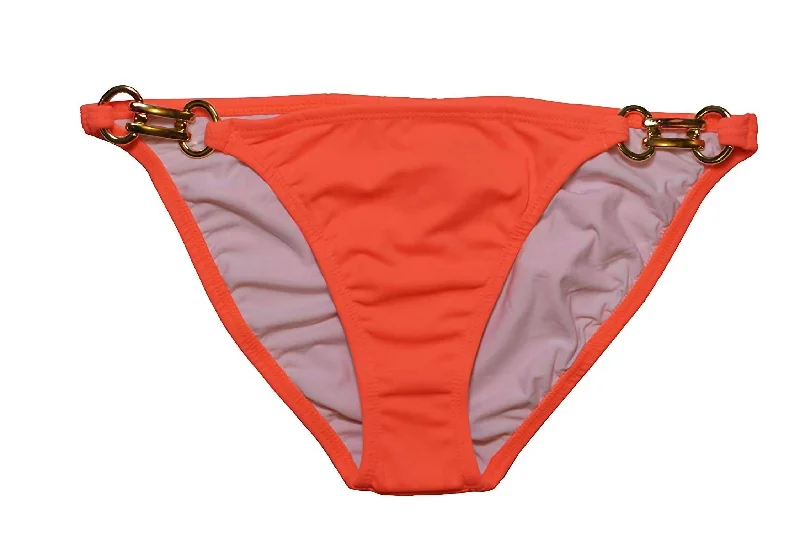 Chain Strap Bikini Bottom In Tangerine