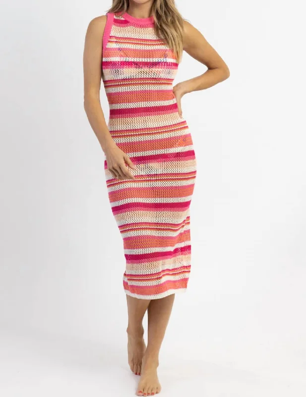 Pina Colada Crochet Dress In Pink