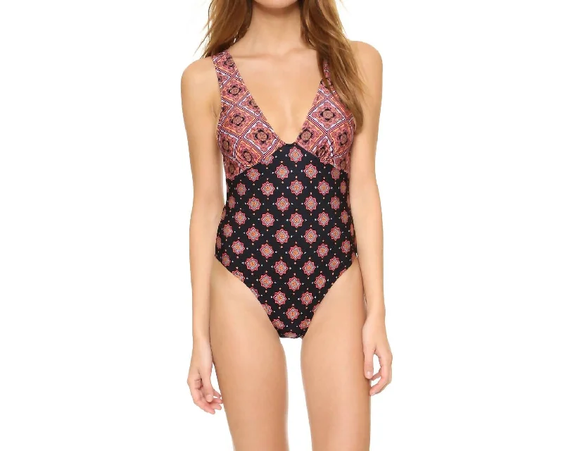 Storyteller Plunging V-Neck One Piece In Multicolor