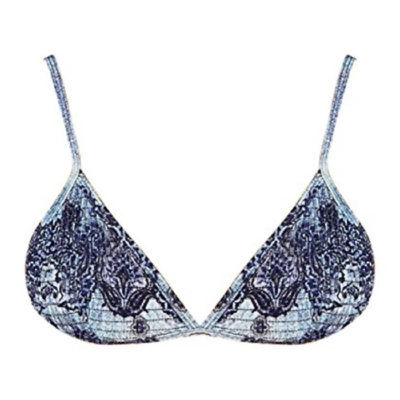 Women Open Eyes Ruched Bikini Top In Blue