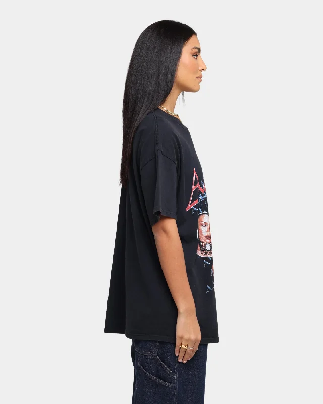 Aaliyah Font Repeat Vintage T-Shirt Black Wash