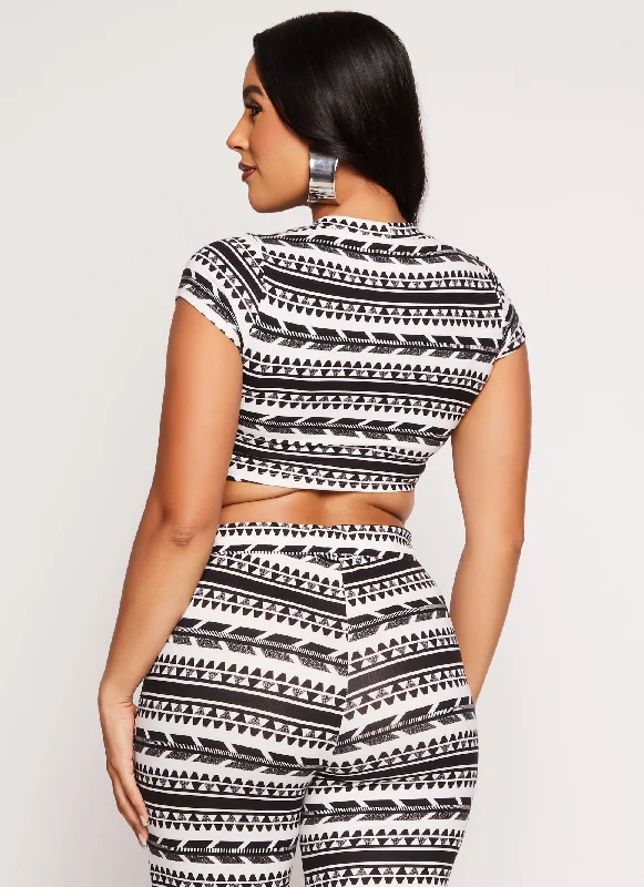 Aztec Print Crop Top