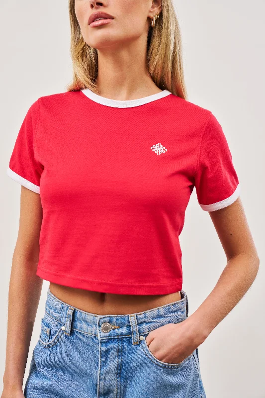 COUTURE EMBLEM RINGER BABY TEE - RED