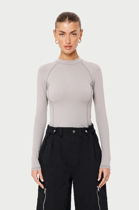 CTRE LONG SLEEVE MOCK NECK TOP - GREY