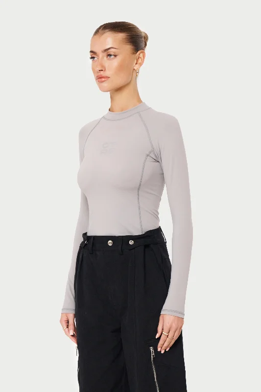 CTRE LONG SLEEVE MOCK NECK TOP - GREY