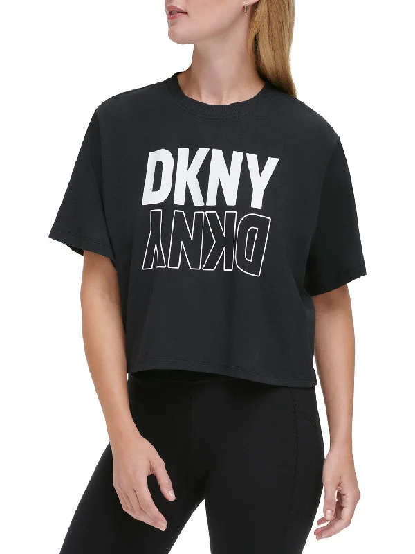 DKNY Women Black Printed Round Neck Short Sleeves T-Shirt