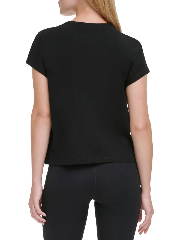 DKNY Women Black Printed Round Neck Short Sleeves T-Shirt