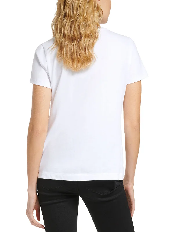 DKNY Women White Printed Round Neck Short Sleeves T-Shirt