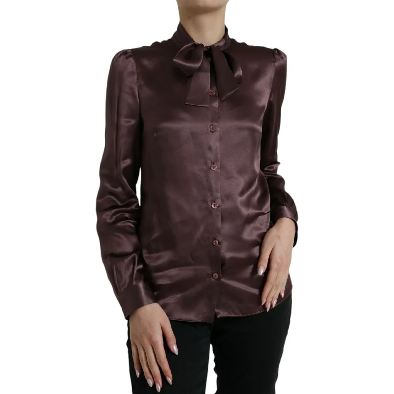 Dolce & Gabbana Elegant Silk Ascot Collar Blouse