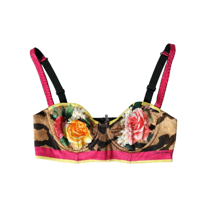 Dolce & Gabbana Floral Silk Blend Bustier Crop Top