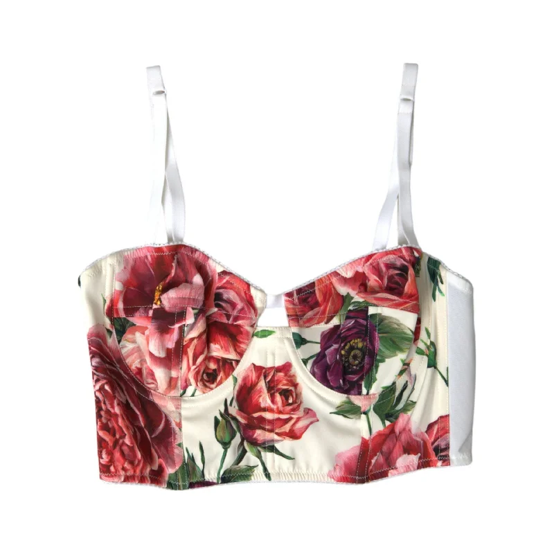 Dolce & Gabbana Floral Silk Blend Bustier Crop Top