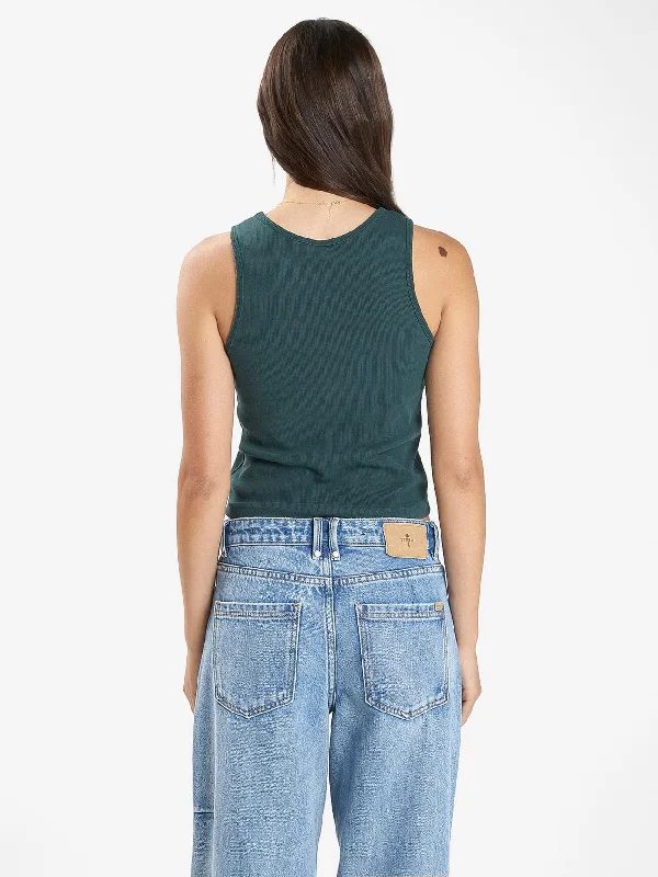 Energy is Precious Curve Tank - Dark Jade