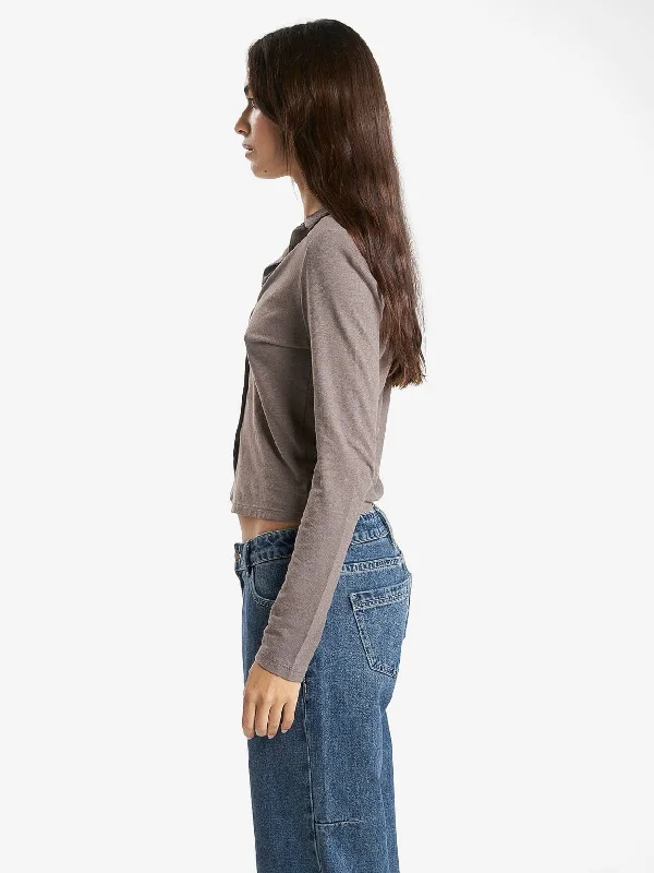 Hemp Collared Long Sleeve - Light Canteen