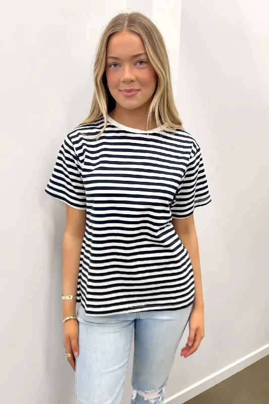 Marlie Tee Black White Stripe