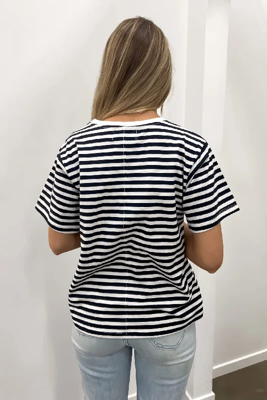 Marlie Tee Black White Stripe