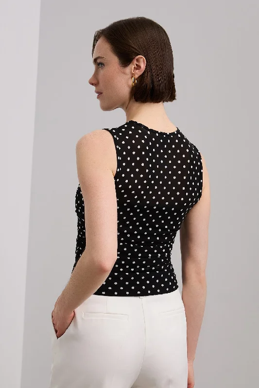 Polka dots micro mesh top