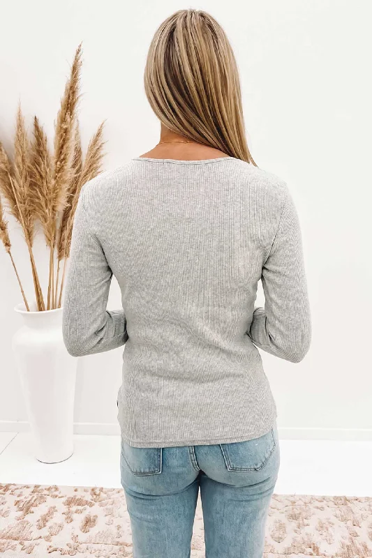 Rib Long Sleeve Grey Marle