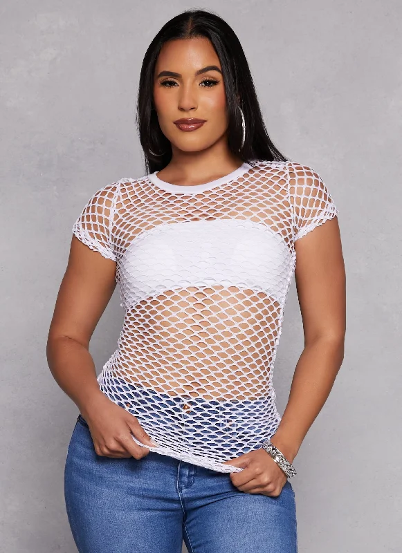 Fishnet Crew Neck Top