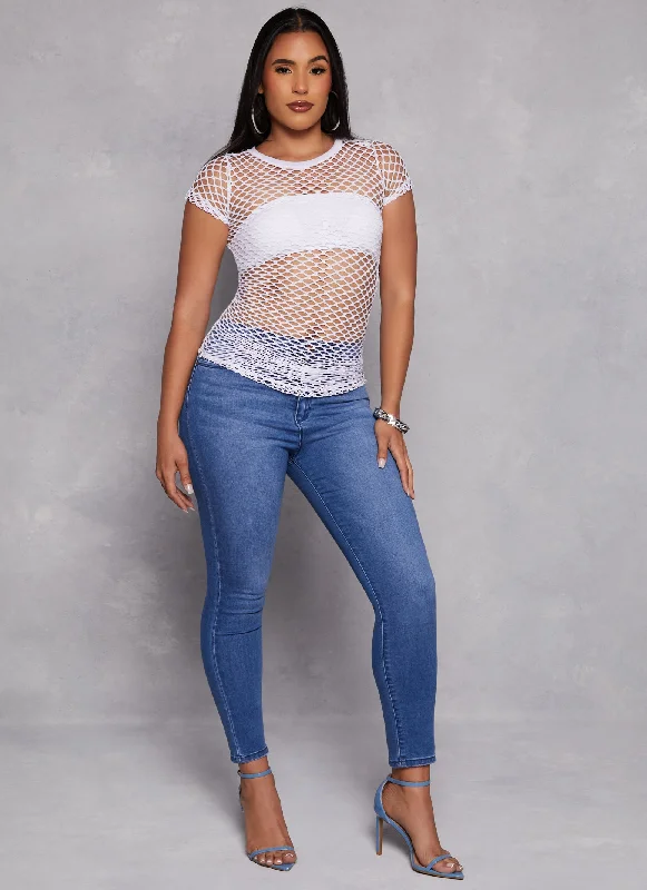 Fishnet Crew Neck Top