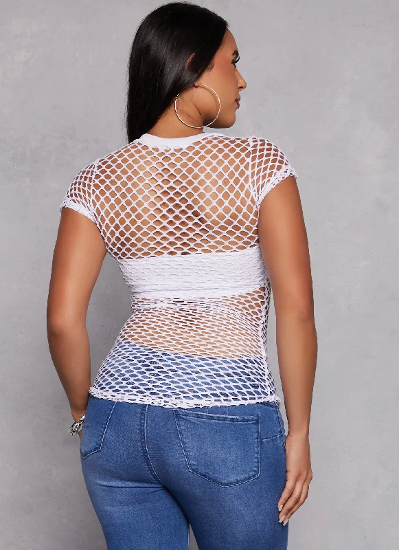 Fishnet Crew Neck Top