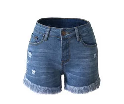 2023 Fashion Shorts Women Jean Denim Short Straight Women High Waist Tassel Summer Shorts  Push Up Skinny Slim Denim Short