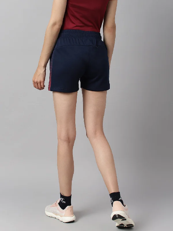 Alcis Women Navy Anti-Static Soft-Touch Slim-Fit Training Shorts