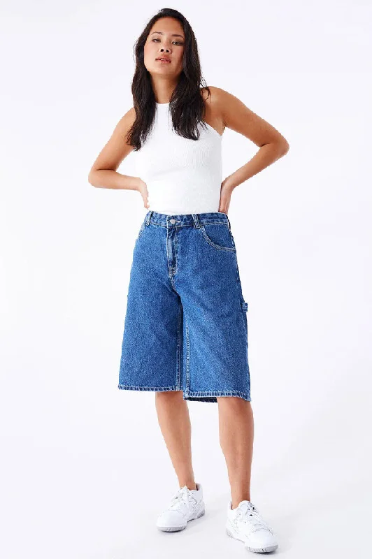 Dr Denim Bree Worker Pebble Mid Stone Shorts