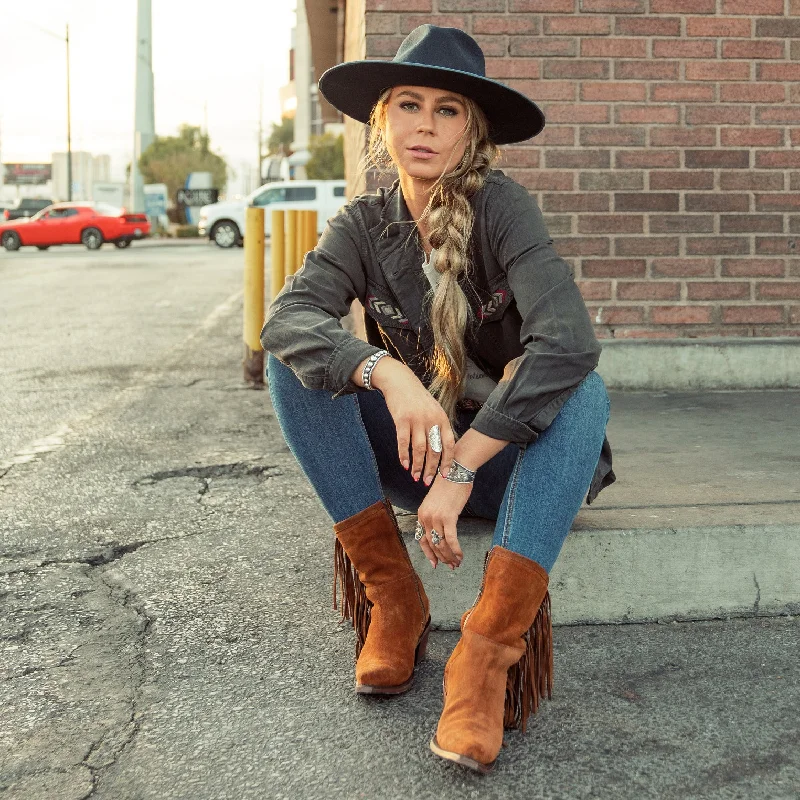 Halle Suede Fringe Side Zip Boot