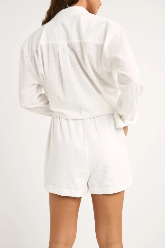 Textured Overswim Shorts Off White