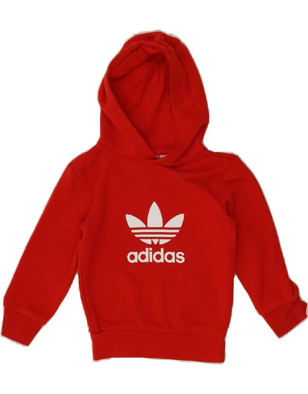 ADIDAS Baby Boys Graphic Hoodie Jumper 18-24 Months Red Cotton