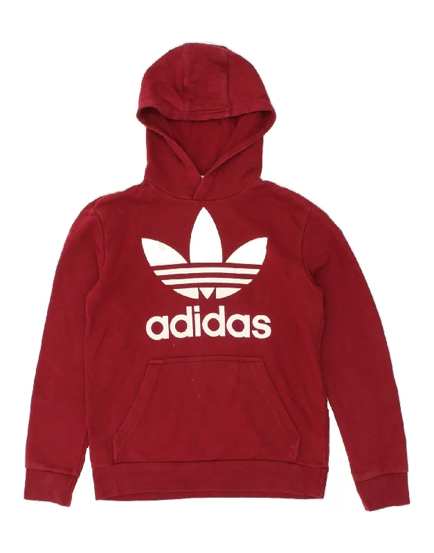 ADIDAS Boys Graphic Hoodie Jumper 12-13 Years Red Cotton