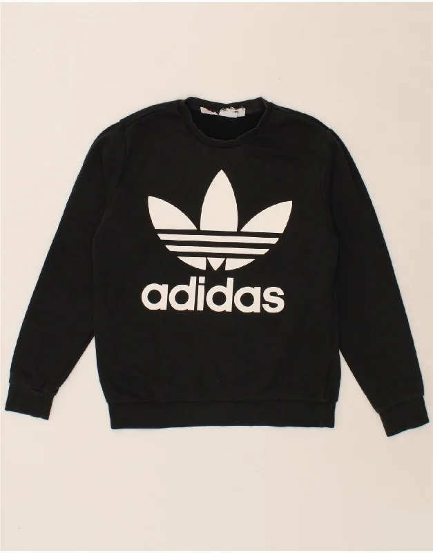 ADIDAS Boys Graphic Sweatshirt Jumper 12-13 Years Black