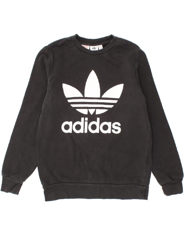 ADIDAS Boys Graphic Sweatshirt Jumper 13-14 Years Grey Cotton