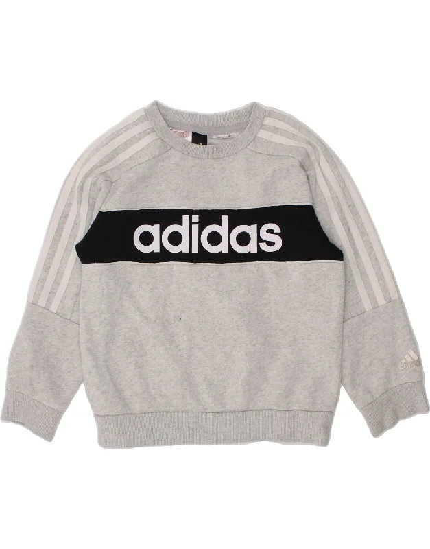 ADIDAS Boys Graphic Sweatshirt Jumper 3-4 Years Grey