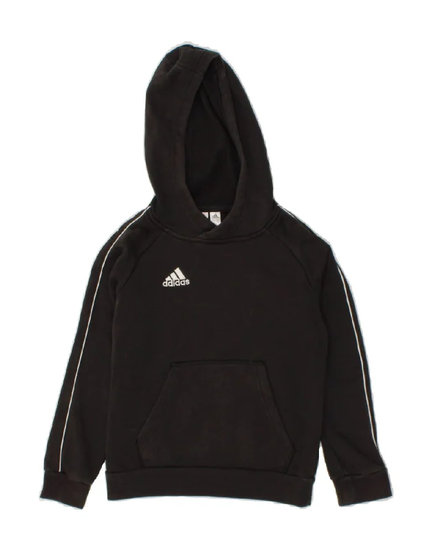 ADIDAS Boys Hoodie Jumper 7-8 Years Black Cotton