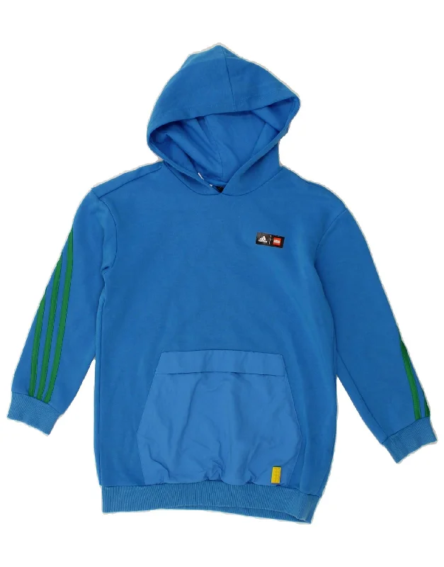 ADIDAS Boys Hoodie Jumper 9-10 Years Blue Cotton