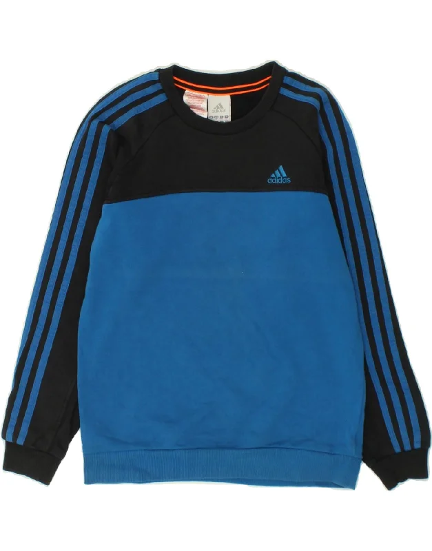 ADIDAS Boys Sweatshirt Jumper 11-12 Years Blue Colourblock Cotton