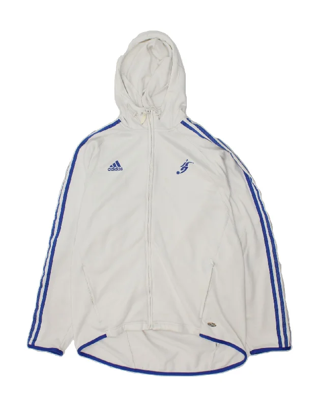 ADIDAS Mens Graphic Zip Hoodie Sweater Medium White Polyester