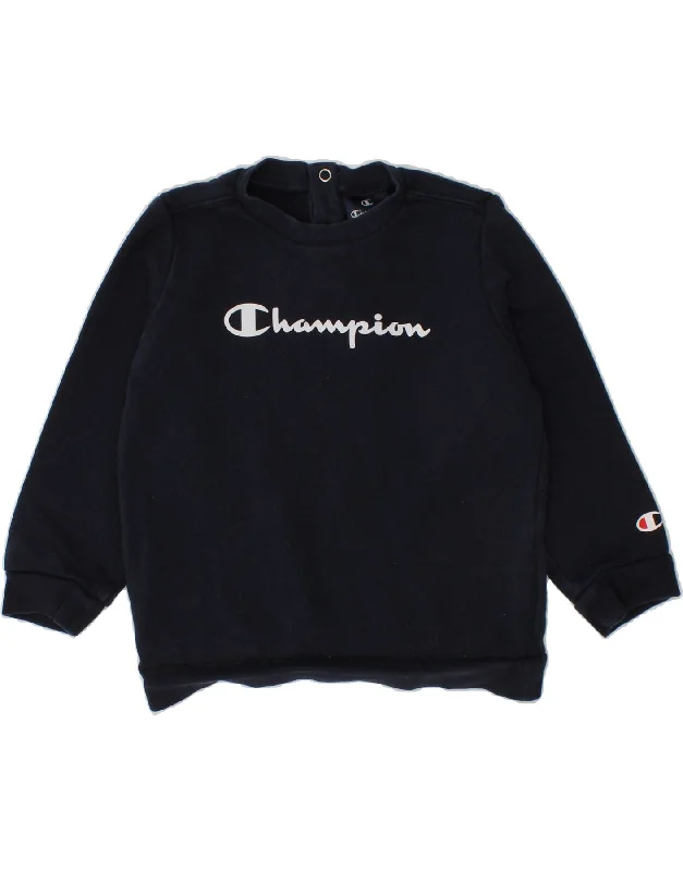 CHAMPION Baby Boys Graphic Sweatshirt Jumper 12-18 Months Medium Navy Blue