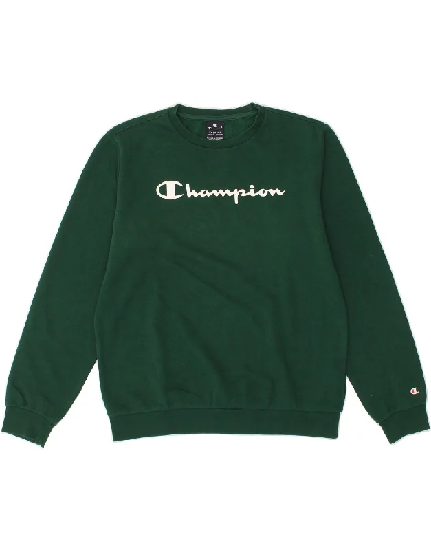 CHAMPION Boys Graphic Sweatshirt Jumper 15-16 Years 2XL Green Cotton