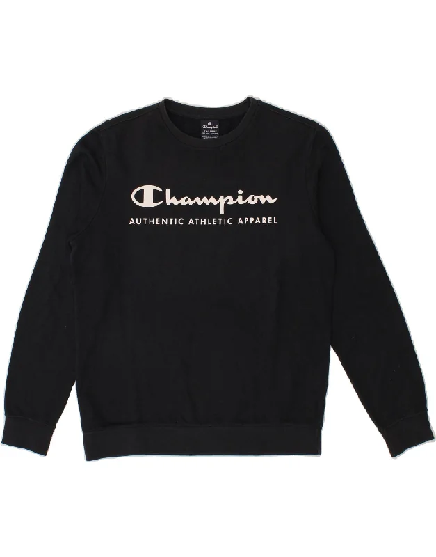 CHAMPION Boys Graphic Sweatshirt Jumper 15-16 Years 2XL Navy Blue Cotton