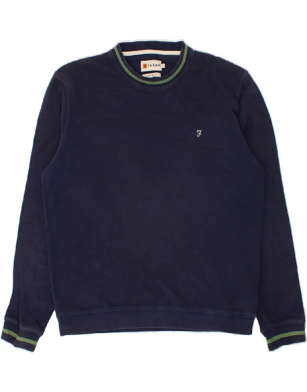 FARAH Mens Modern Fit Sweatshirt Jumper Large Navy Blue Cotton