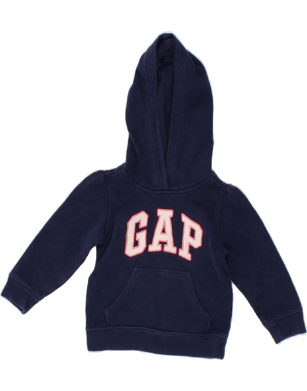 GAP Baby Girls Graphic Hoodie Jumper 18-24 Months Navy Blue Cotton