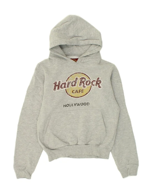 HARD ROCK CAFE Boys Hollywood Graphic Hoodie Jumper 12-13 Years Small Grey