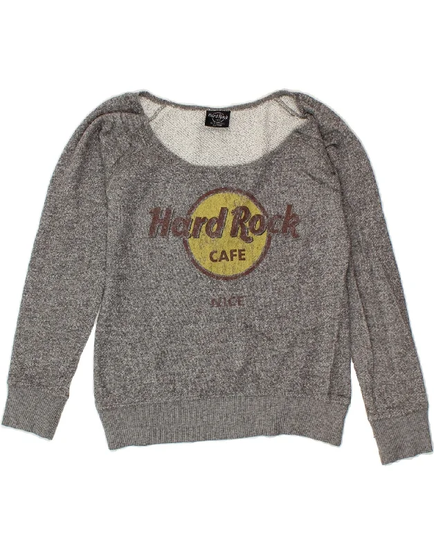 HARD ROCK CAFE Womens Nice Graphic Sweatshirt Jumper UK 10 Small Grey