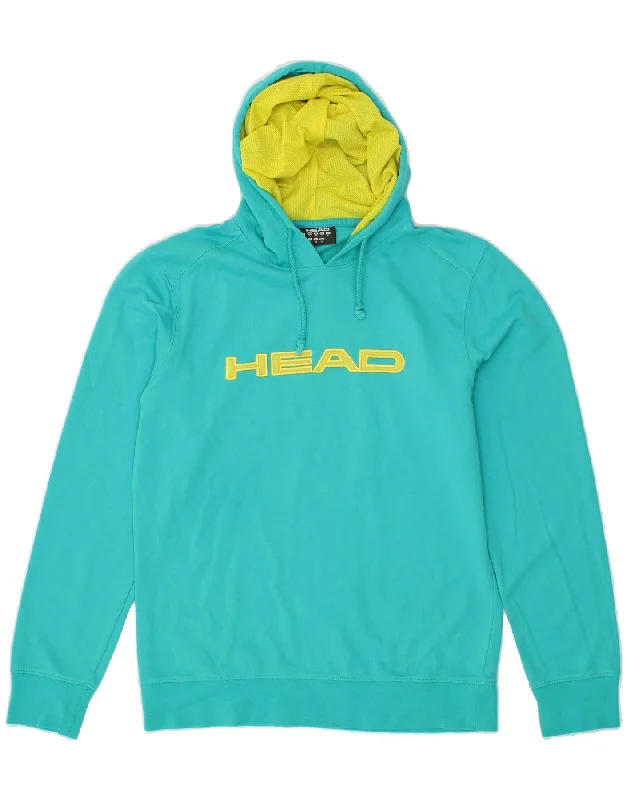 HEAD Womens Graphic Hoodie Jumper UK 14 Large Turquoise Cotton