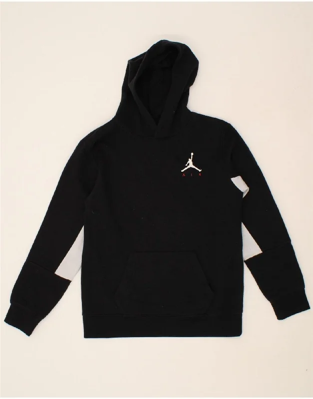 JORDAN Boys Graphic Hoodie Jumper 13-14 Years Black Cotton