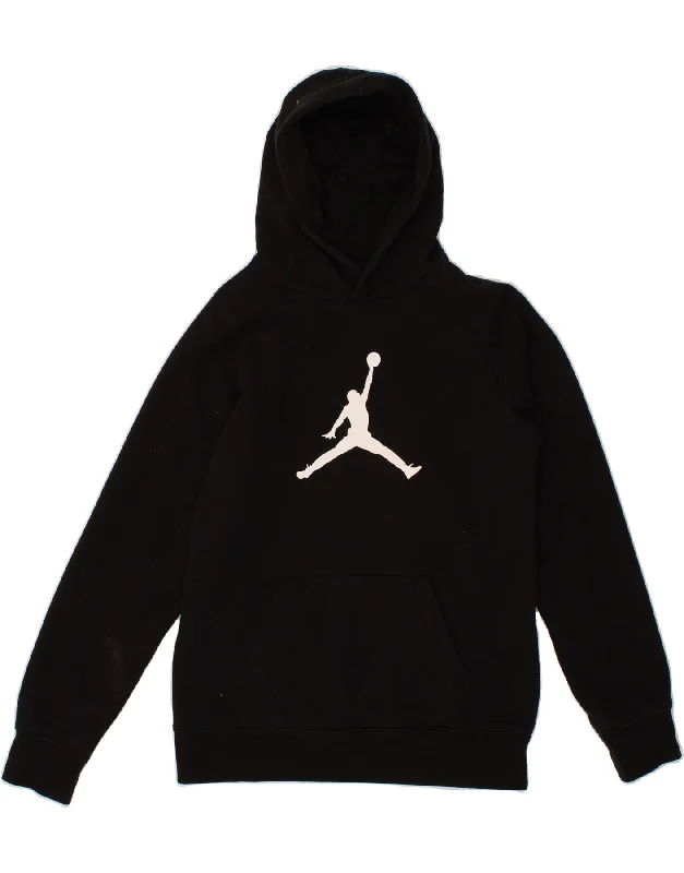 JORDAN Boys Graphic Hoodie Jumper 13-14 Years XL Black